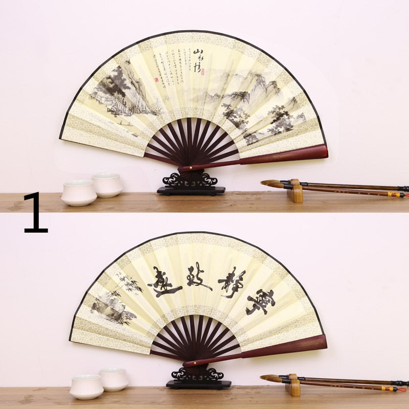 Chinese Style Bamboo Folding Silk Fan